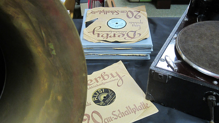 musikk, 1920-tallet, grammofon, instrumentet, post, phonograph, megafon