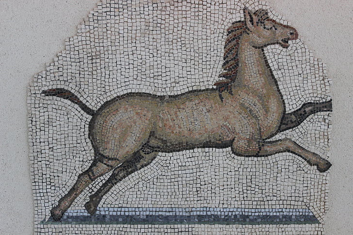 antikvariniai, Mozaika, Roma, atgyvena, archeologija, arklys