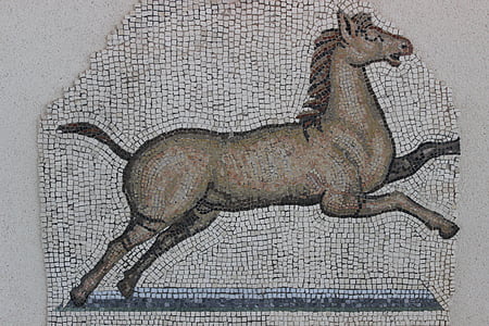 antik, mozaik, Róma, nyom, régészet, ló