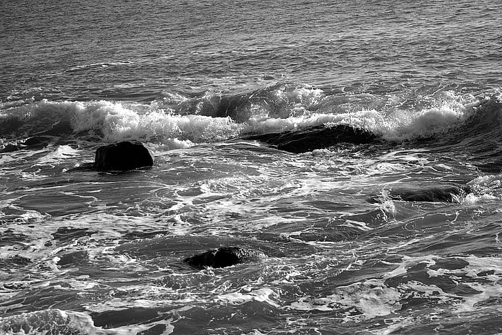 waves, sea, ocean, water, movement, side, nature