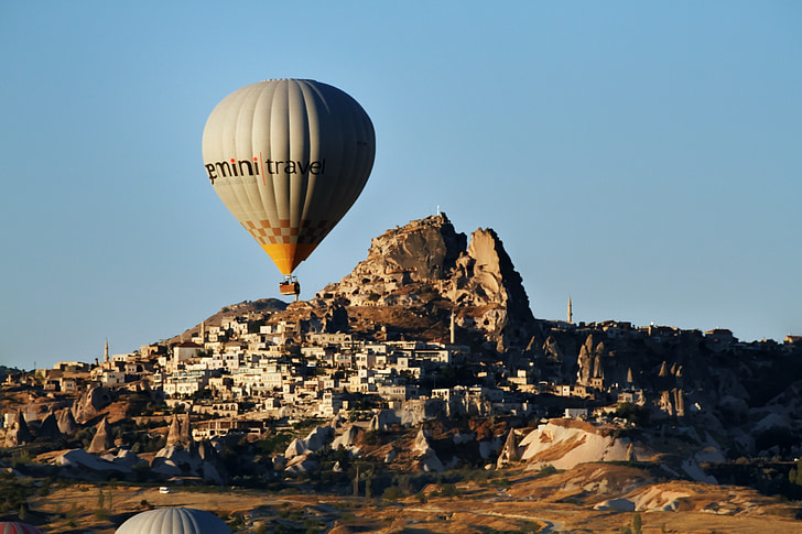 ballong, Cappadocia, Turkiet, landskap, antika, geologi, snidade rock