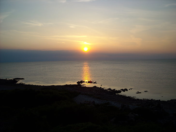 Sunset, Sea, aurinko, kesällä, Ruotsi, Luonto, Twilight