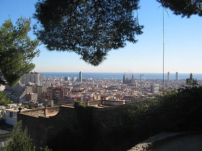 Barcelona, siluets, pilsēta, Spānija