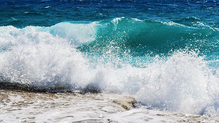 onda, quebrando, espuma, pulverizador, mar, natureza, vento