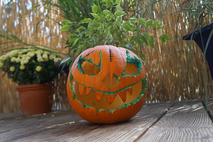 pumpkin, halloween, making a face, carving, evil, spirit, october