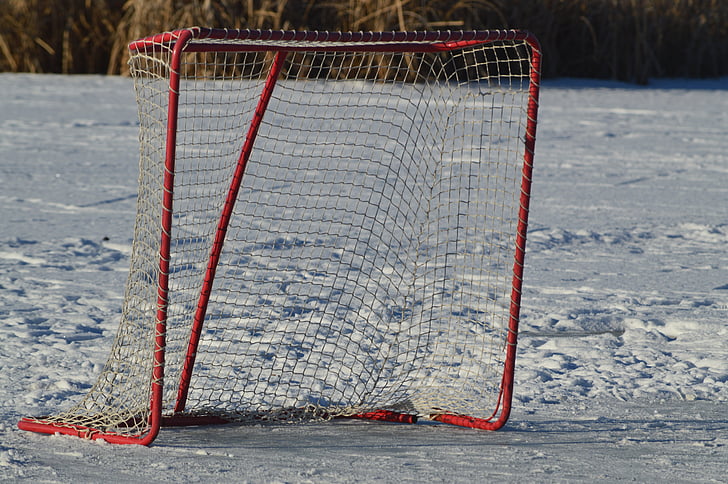 red de hockey, al aire libre, Puck, deporte, congelados, estanque, objetivo