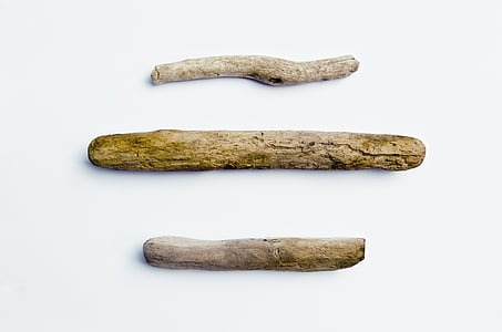 tři kusy naplaveného dřeva, naplavené dříví, dřevo, tři, textura, přírodní, zvětralý