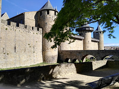 Carcassonne, medeltida stad, antika staden, monumentet, Frankrike, staden, turer