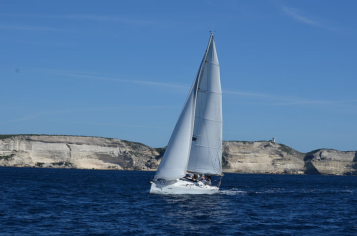 Segelboot, Korsika, Meer, Frankreich, Küste, Wasser, Natur