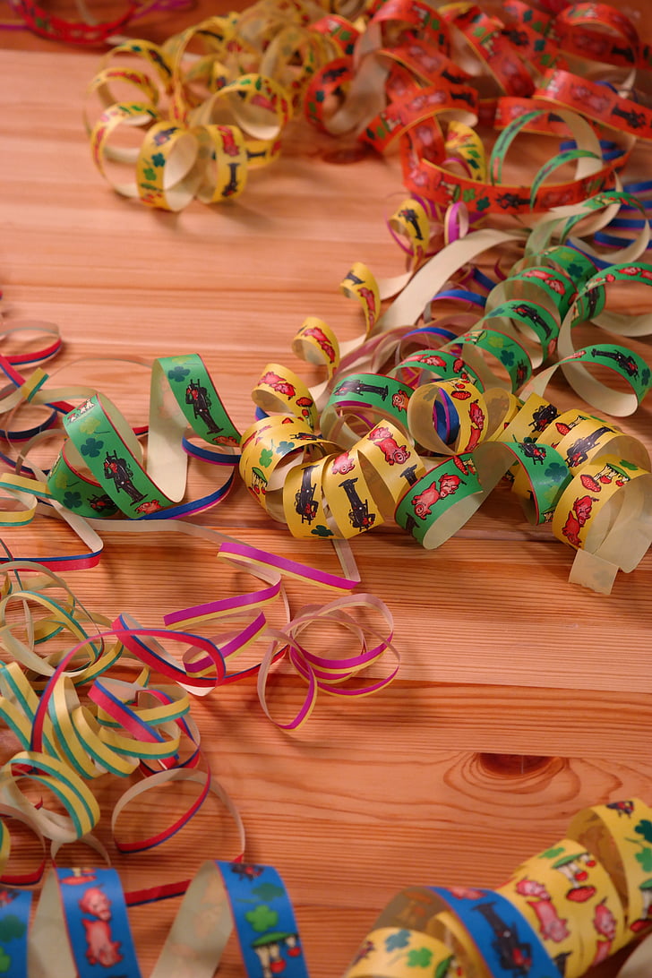 streamer, décoration, coloré, serpents de papier, le phoque annelé, Carnaval, Fasnet