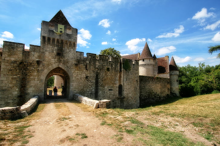 Frankrike, Dordogne, Périgorden, slottet bridoire, slott, arkitektur, fort