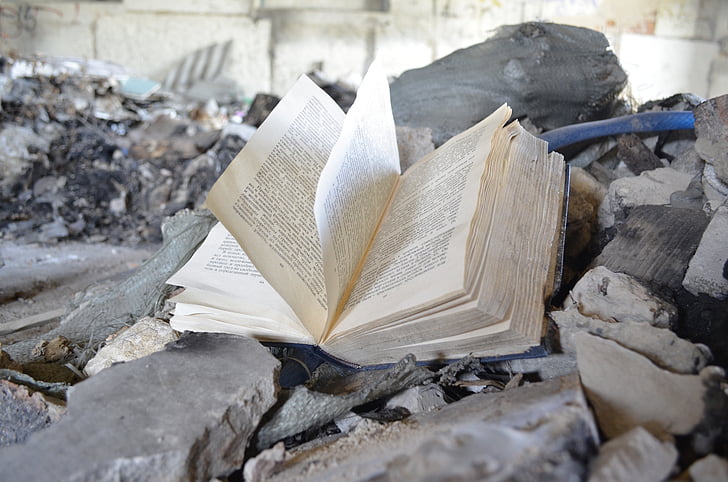 book, abandoned book, garbage