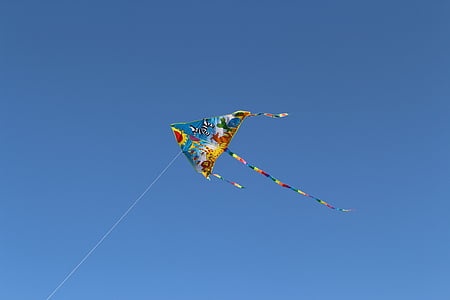 himmelen, kite fly, drage, spillet, moro, skrånende