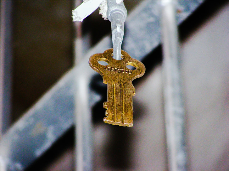 klíč, Alcatraz, staré, kov, bezpečnost, odemknout, pruhy