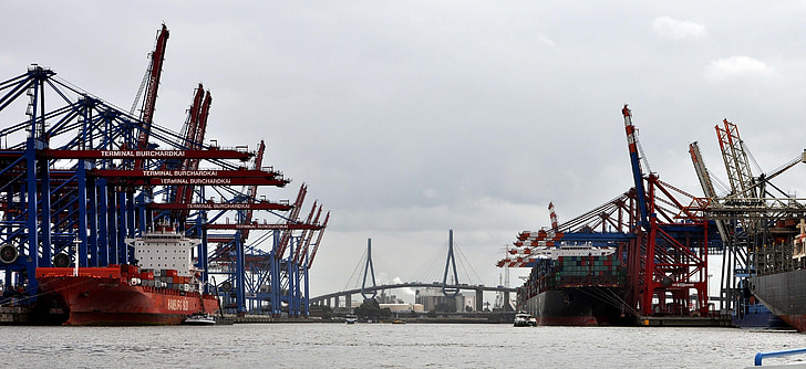 Hamburg, Port, loď, kontajnerový prístav, žeriav, načítanie žeriav