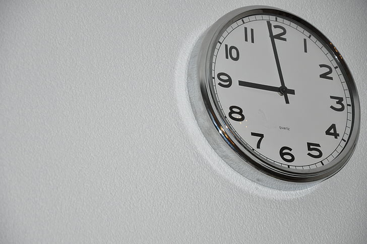 pulkstenis, sienas, laiks, skatīties, stunda, minūte