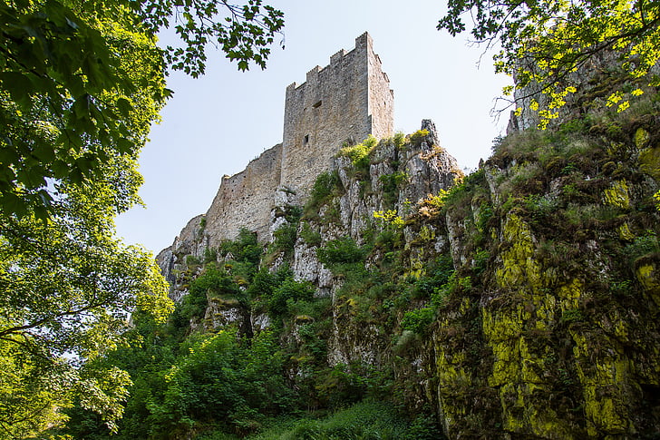 valkoinen kivi, Castle, Ruin, Baijeri, metsän, linnan torni, Fort