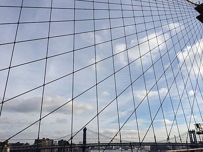 Brooklyn bridge, weergave, tegels, hoek, het platform, rechthoekig, patroon