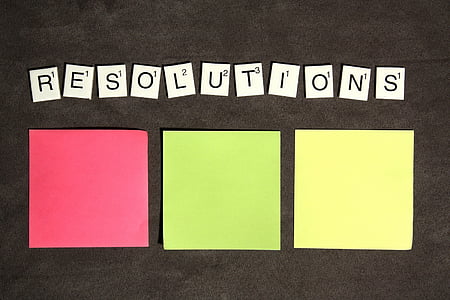 resolutions, scrabble, blackboard, business, adhesive Note, reminder