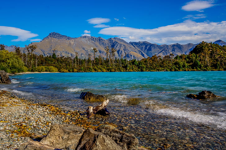 Боб Коув, Нова Зеландия, езеро, планини, извън, Куинстаун, пейзаж