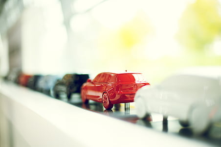 Modellini di automobili, automobile del giocattolo, serie, BMW, luce, Autos, rosso