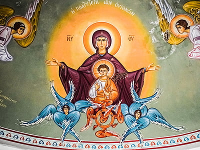 virgin mary, queen of heaven, iconography, religion, orthodox, church, christianity