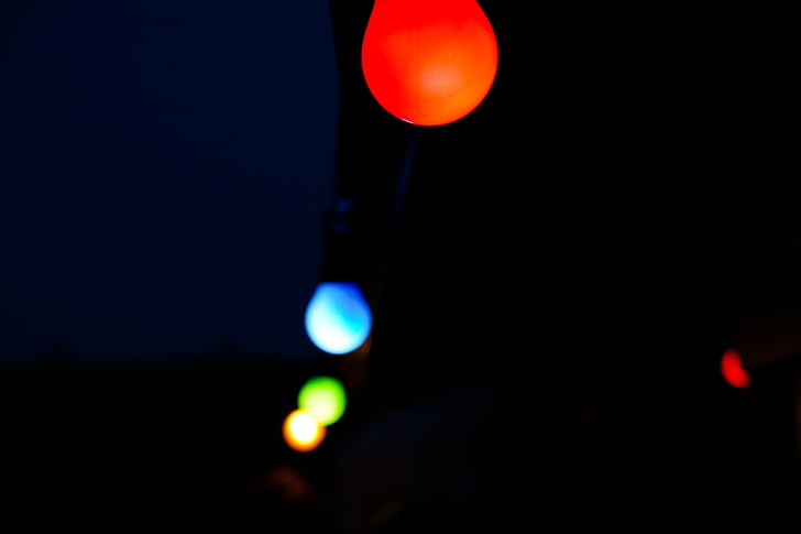 bokeh, fotografia, llums, fosc, nit, il·luminat, vermell