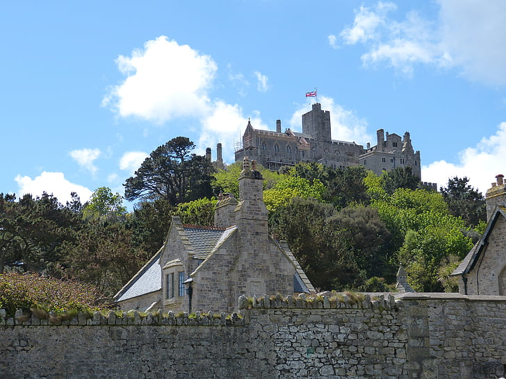 Anglie, Cornwall, připojit, St michael, hrad, pevnost, historicky