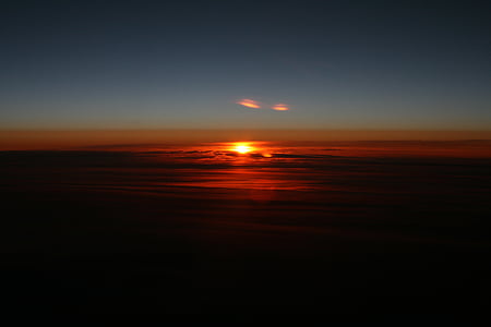 sunset, red, winter, flight