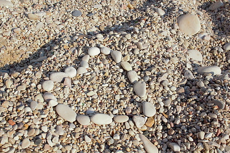cuore, pietra, mare, estate, spiaggia, onda, disegno