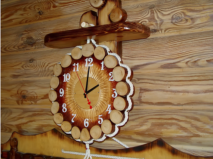veure, rellotge, arbre, fet a mà, fusta, temps, hores