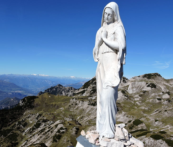 Madonna, szobor, hegyi, kis Dolomitok, Veneto, Olaszország