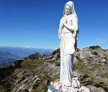 Madonna, estátua, montanha, pequenas dolomites, Veneto, Itália