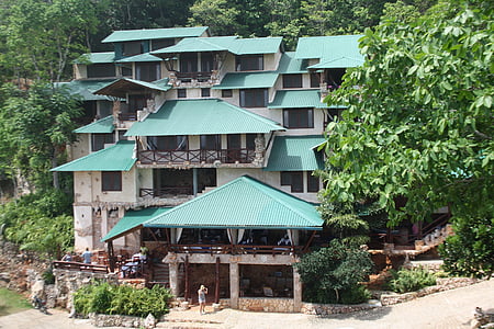 hotel, jungle, trees, slope, nature, forest, idyllic