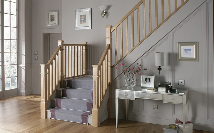 staircase, stairs, entrance hall, oak stairs, jackson wood turners, newel post, stair carpet