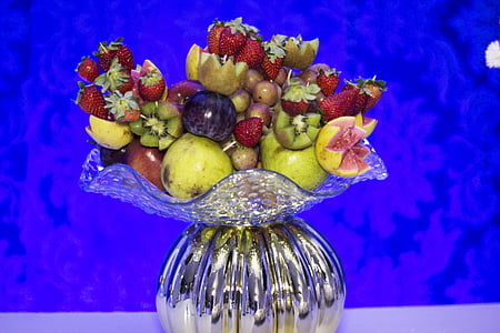 frukt, fruktskål, dekoration, korg