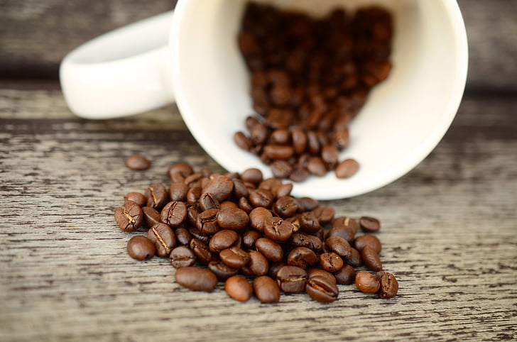 kávé, Szemes kávé, kupa, bab, pörkölt, barna, aroma