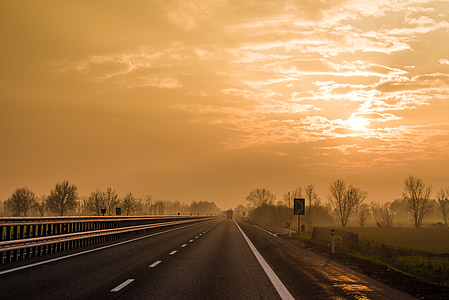 Road, motorväg, Italien, Sky, Italienska, solnedgång, landskap