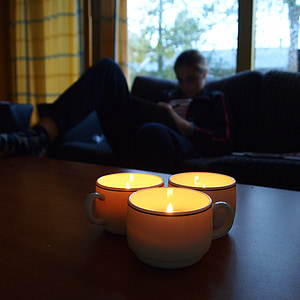 candles, light, twilight, girl, bank, cosy, candle light