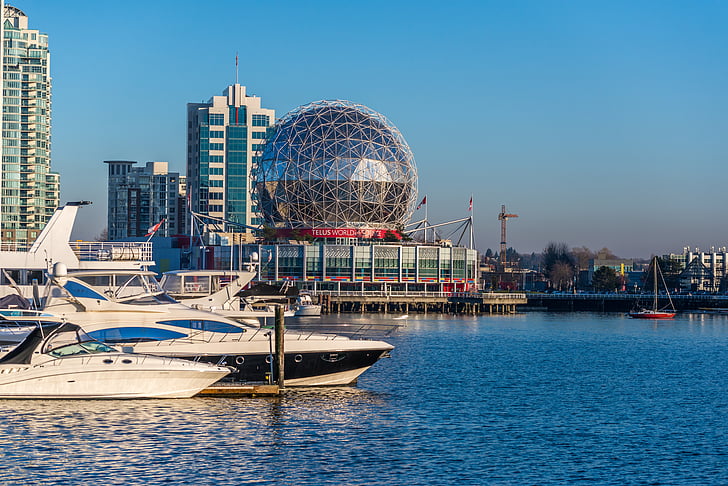 Vancouver, Kanada, Telus svijet znanosti, znanost svijet, dan, grad, vode