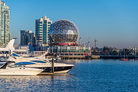 Vancouver, Canada, monde de TELUS de la science, monde de la science, Journée, ville, eau