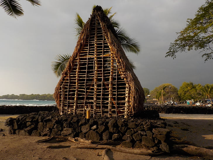 hawaii, hut, dwelling, thatched, hawaiian, historic, island