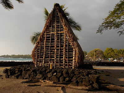 hawaii, hut, dwelling, thatched, hawaiian, historic, island