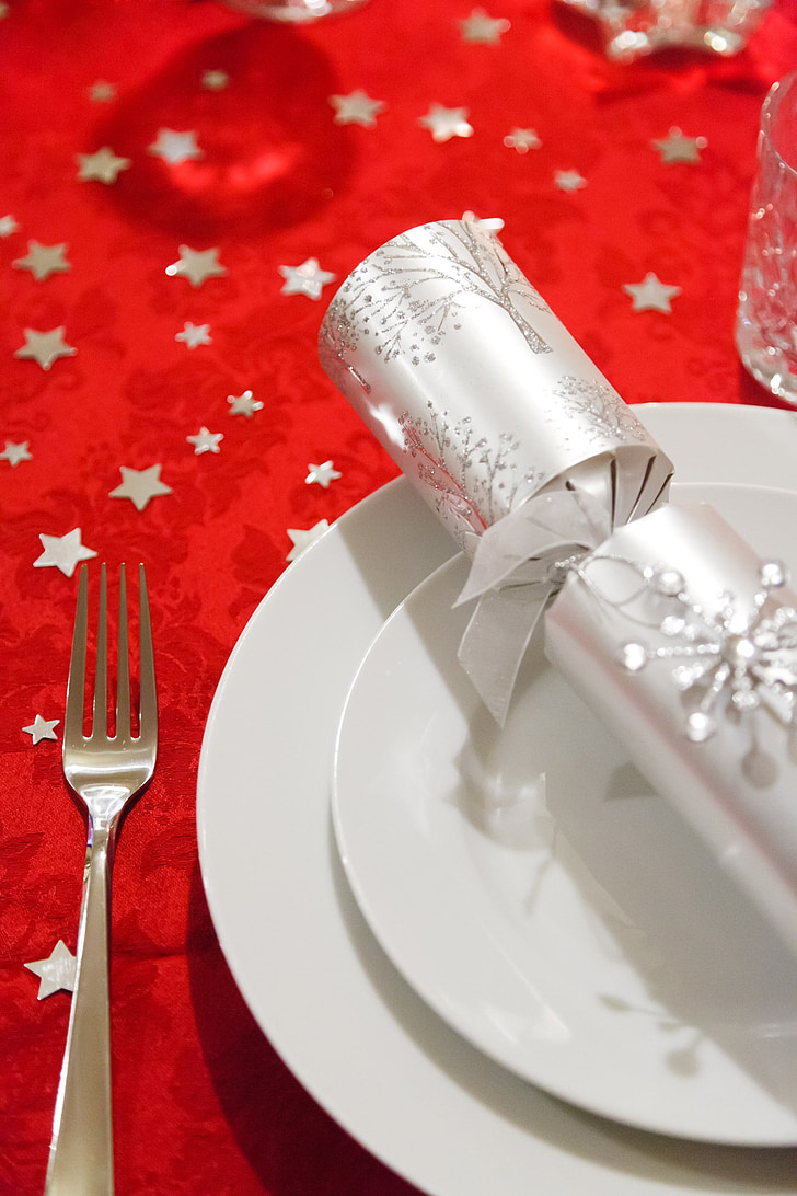 celebració, Nadal, decoració, menjador, sopar, plat, esdeveniment