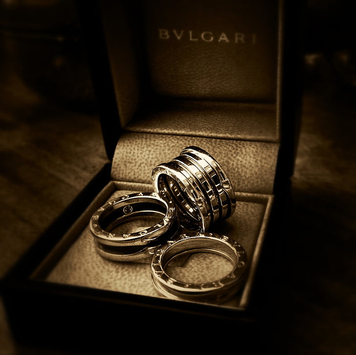 Prsten, Luxusní, černá a bílá, Žena, šperky, stříbrná, Finger šperky