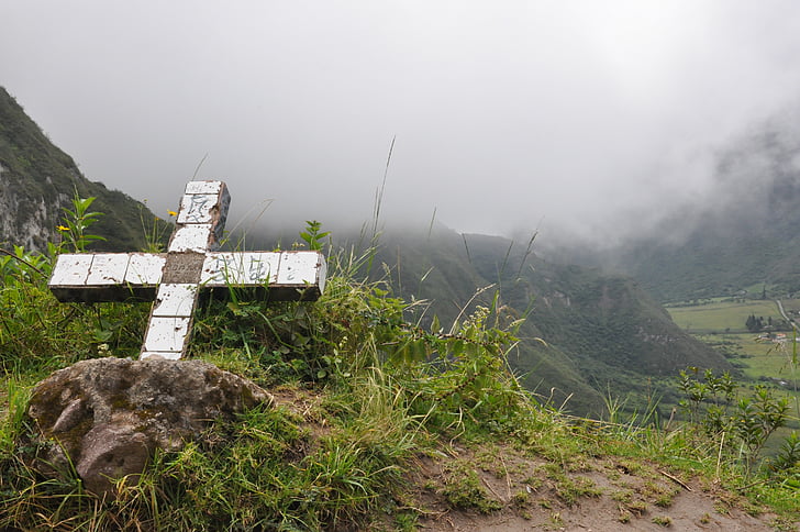 Ecuador, Pululahua, Cráter, Cruz, montaña, paisaje, naturaleza