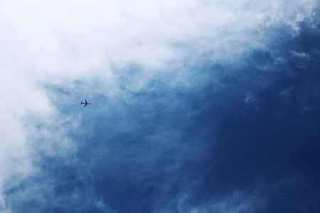 Sky, Shenzhen, repülőgép, kék ég és fehér felhők