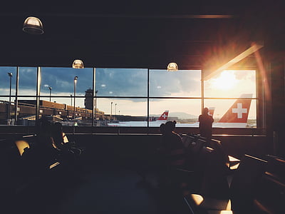 lufthavn, dag, tid, person, lys, Swiss, innendørs