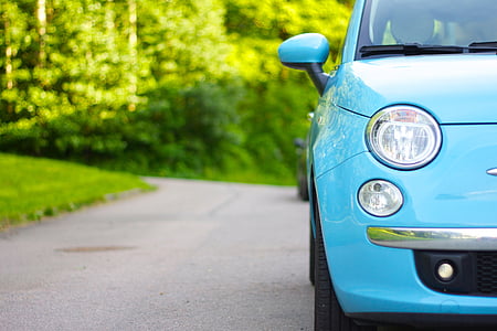 Mobil, Mobil diparkir, biru muda, Parkir, transportasi, Auto, kendaraan