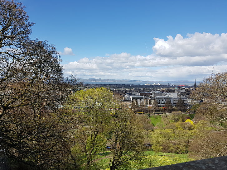 vista, cielo, Nuvola, Edimburgo, albero, architettura
